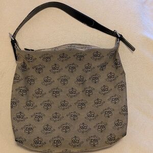 Dooney & Bourke Signature Logo Canvas Shoulder Bag - Tan/Black